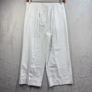 Orvis White‎ Cotton Wide Leg Pants Women's 10 Tie Elastic Waist Resortwear Beach